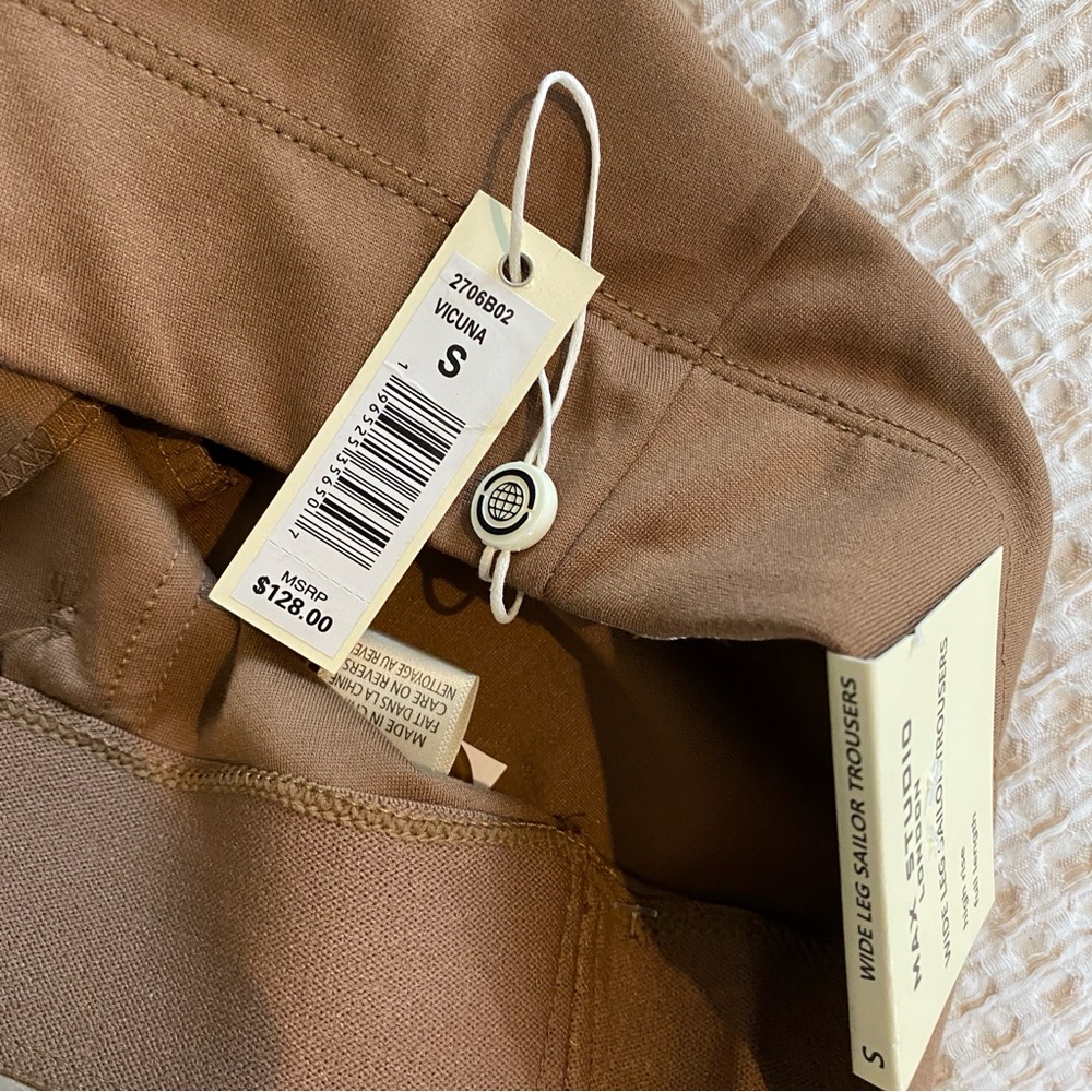 Max Studio London Chocolate Wide-Leg Sailor Womens Pants Trousers | Size S - Picture 12 of 12
